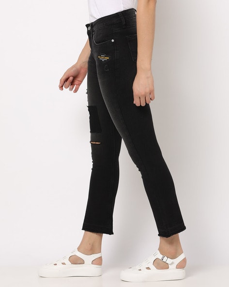 K5094 Lightly Washed High-Rise Mini Flared Jeans