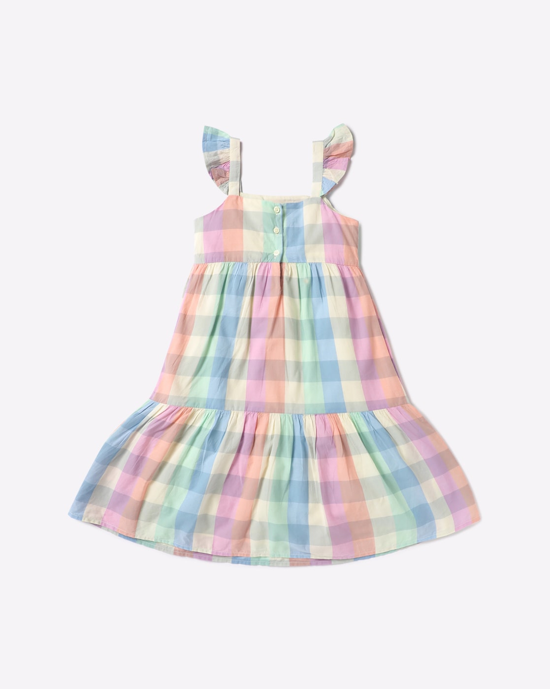 Checked Cotton A Line Dress