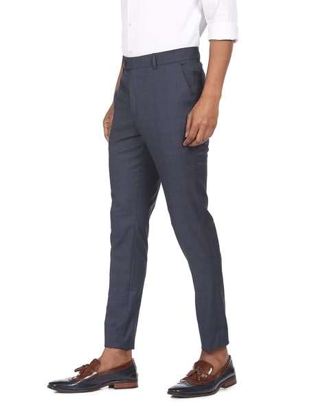 Buy Arrow Men Off White Madison Fit Solid Formal Trousers Online