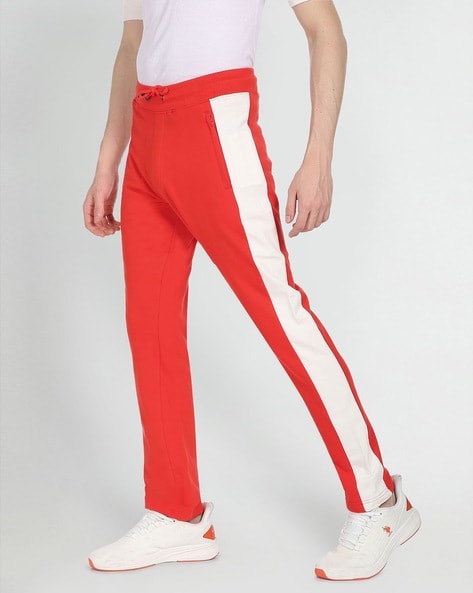 Red and white hot sale striped track pants