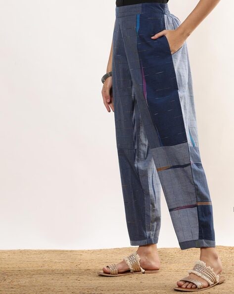Women Striped Yarn Dyed Cut & Sew Pants Price in India