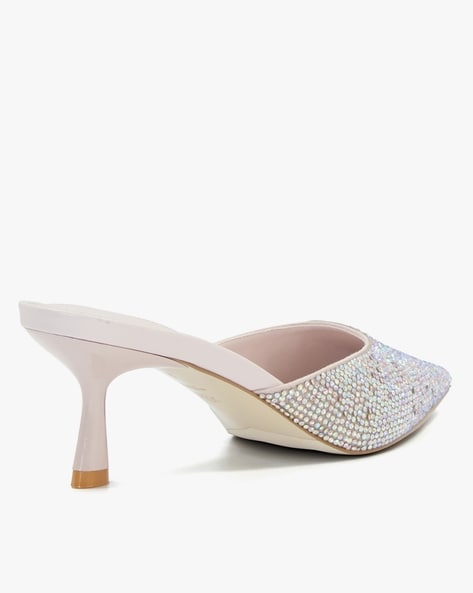 Diamante best sale heeled mules