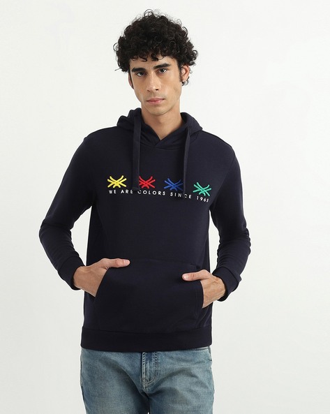 Logo Embroidered Hoodie with Kangaroo Pocket