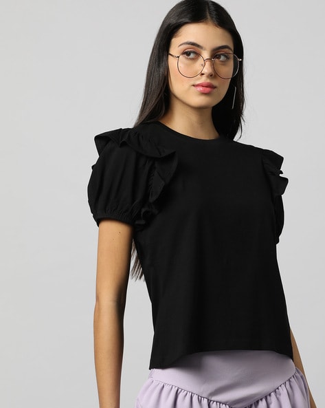 Black top best sale with ruffles