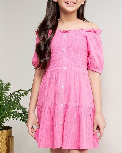 MISS AYSE Kids Georgette Off Shoulder Fit And Flare Long Dress at Rs  349/piece | Surat | ID: 26031299662