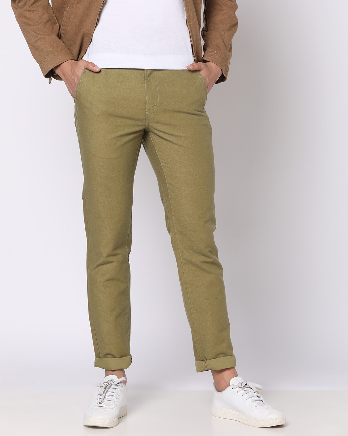 Buy Khaki Solid Slim Fit Trousers for Men Online at Killer Jeans | 471571