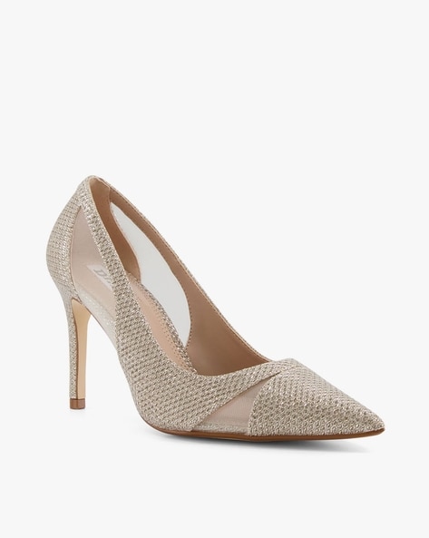 Metallic court shoes sale mid heel