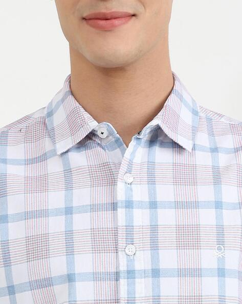 JOHN LOUIS Men Checkered Casual Red, Blue Shirt - Buy Red, Blue