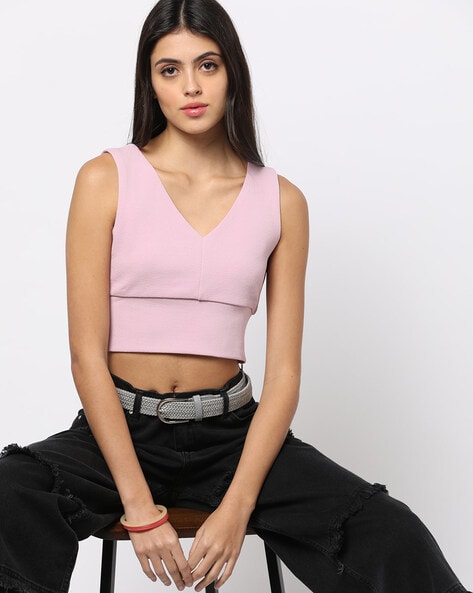 Sleeveless Crop Top - Buy Sleeveless Crop Top online in India