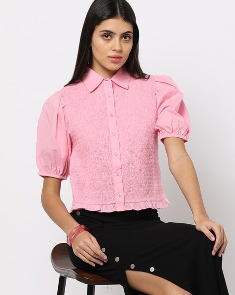 Pink Top Puff Sleeves - Buy Pink Top Puff Sleeves online in India