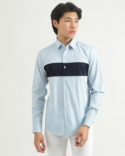 Buy Sky Blue & White Shirts for Men by UNITED COLORS OF BENETTON