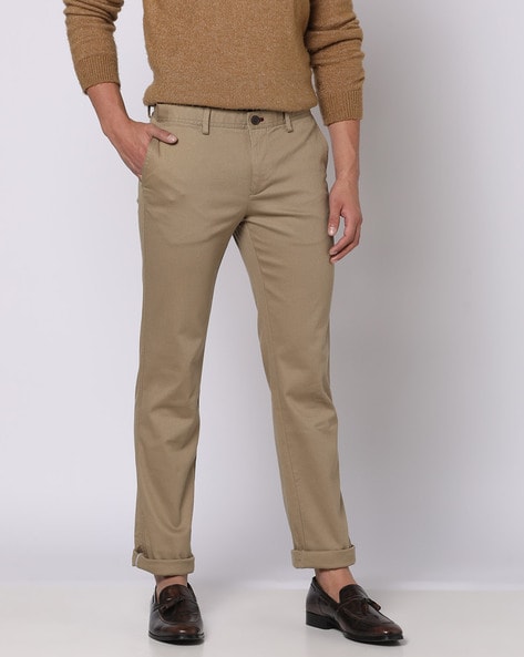 Hem and Stitch Slim Fit Men Khaki Trousers - Price History