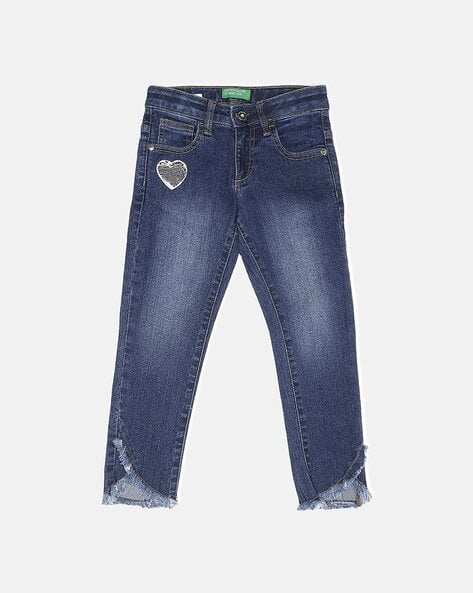 UNITED COLORS OF BENETTON Slim Fit Jeans with Heart Patch