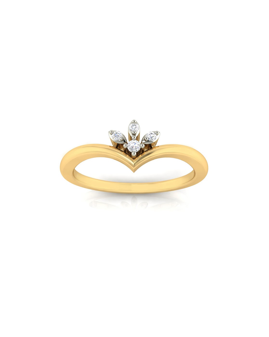 22K Yellow Gold Ring W/ CZ Gems on Thick Smooth Band – Virani Jewelers