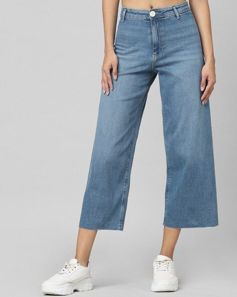 Women High-Rise Wide Leg Jeans with Utility Pockets
