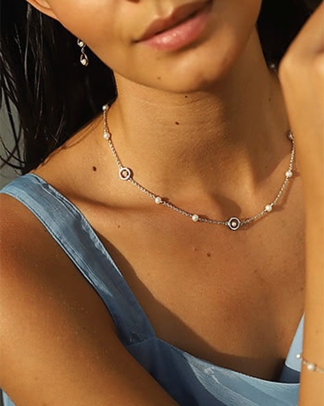 Silver Beaded Layered Multi Strand Necklace - OMishka