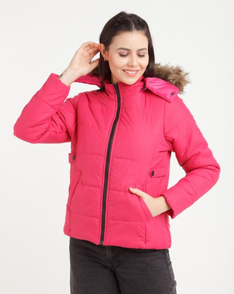 Pink women's 2025 jacket with hood