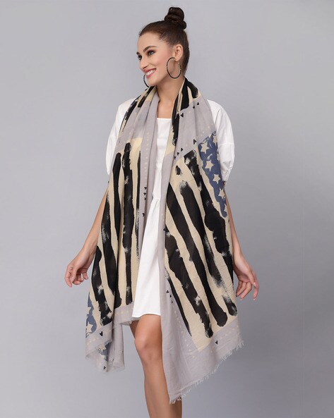 Printed Stole with Frayed Hems Price in India