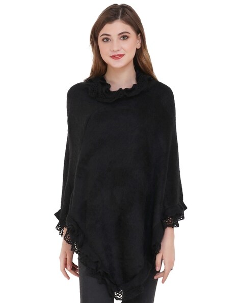 Woollen Poncho with Layered Hem Price in India