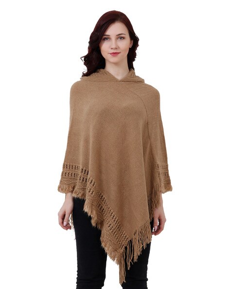 Woolen Poncho with Fringes Price in India