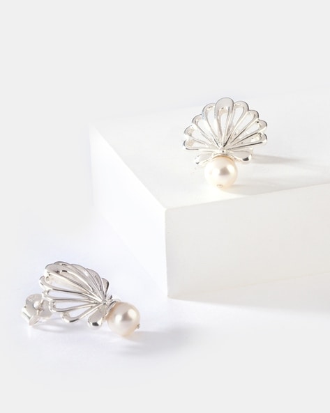 Seashell Pearl Drop Earrings