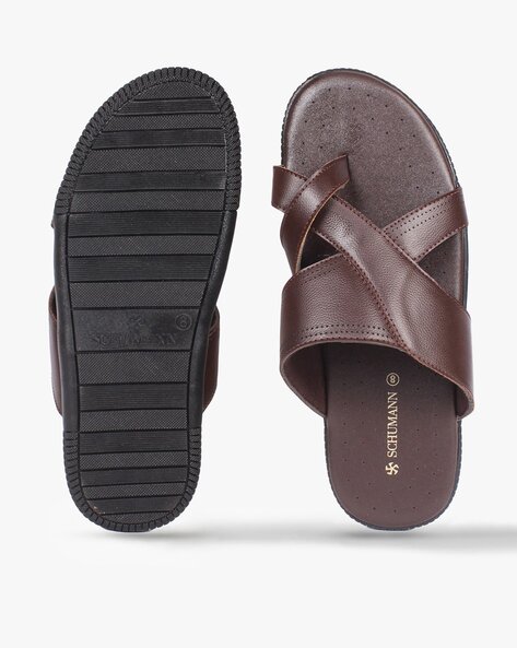 Mens designer best sale leather flip flops