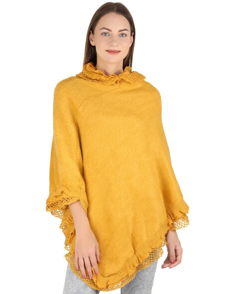 Round-Neck Wool Poncho Price in India