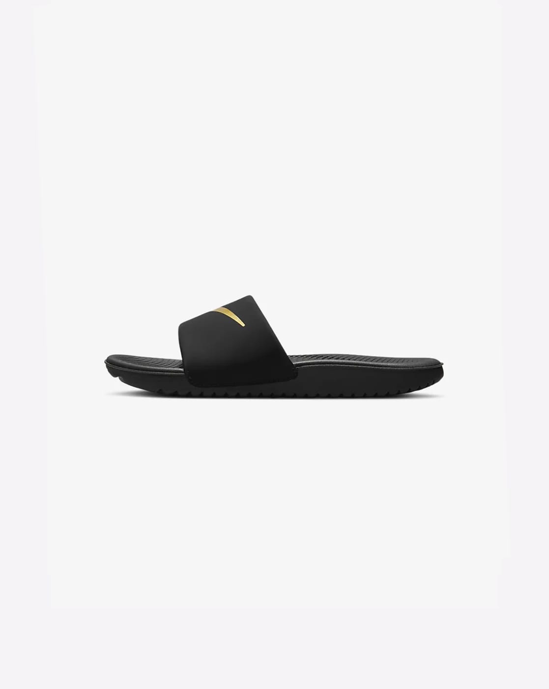 Rose gold and black nike online slides