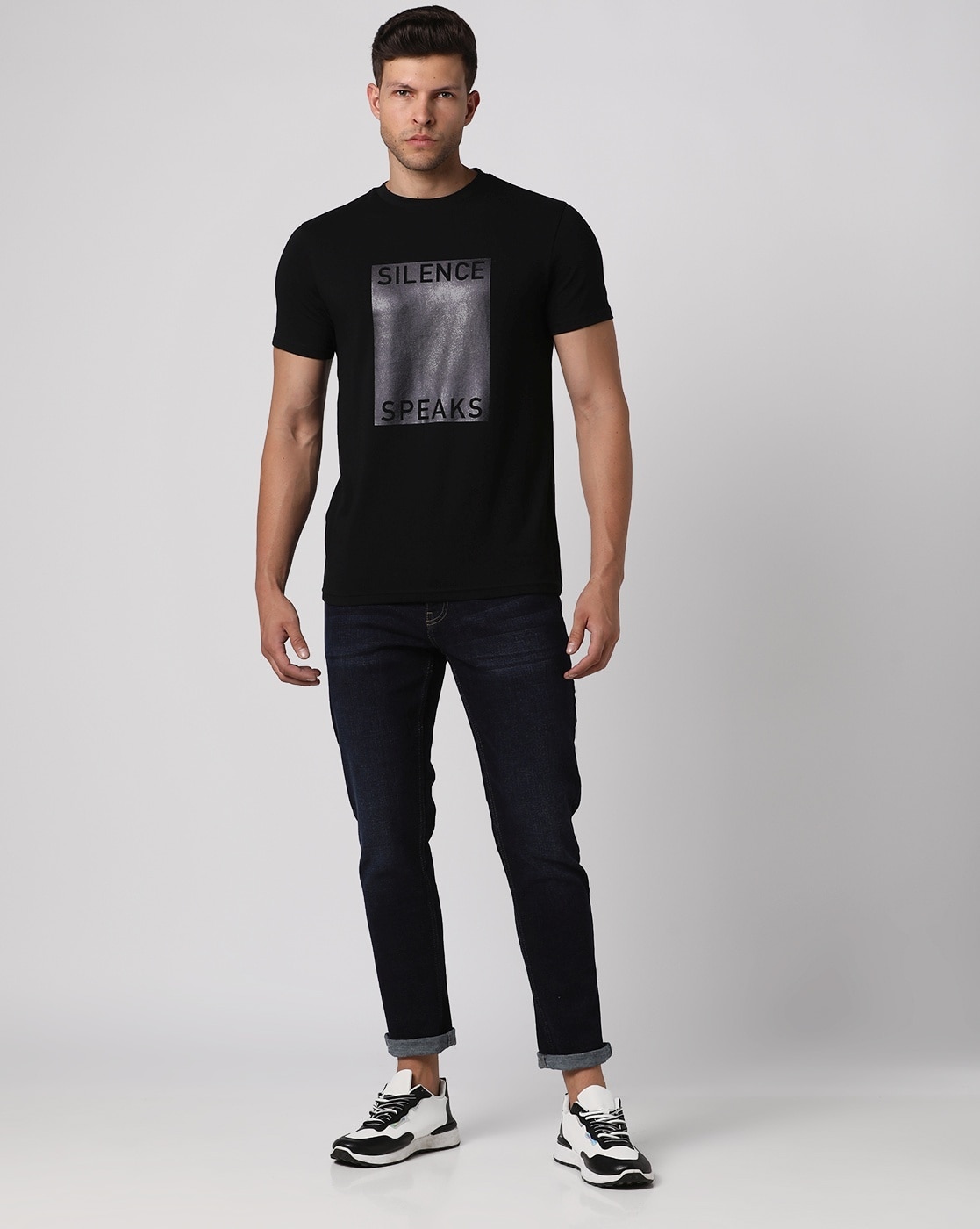 Calvin Klein Jeans Typography Men Round Neck Black T-Shirt - Buy Calvin  Klein Jeans Typography Men Round Neck Black T-Shirt Online at Best Prices  in India