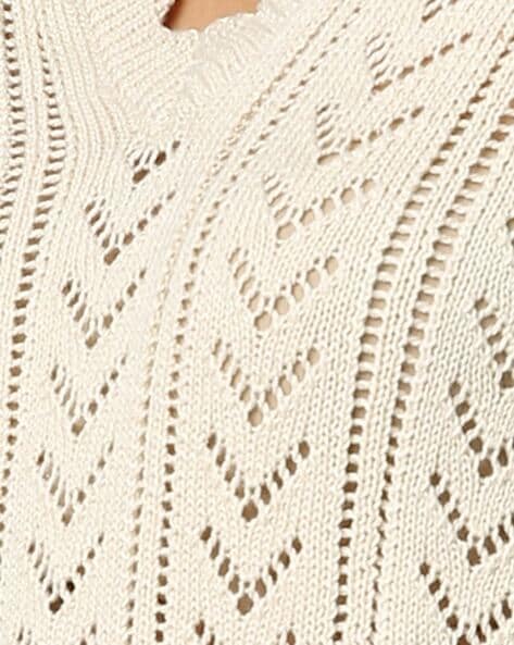 Buy ONLY Cream Pointelle Knit Pullover online