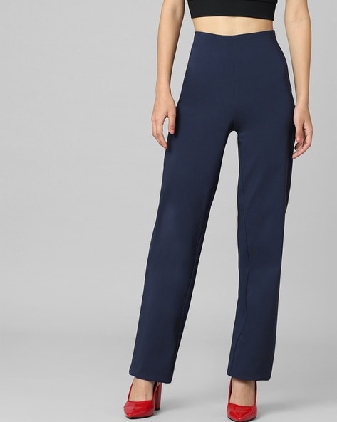 Plus Size Navy Blue High Waisted Tapered Trousers | Yours Clothing