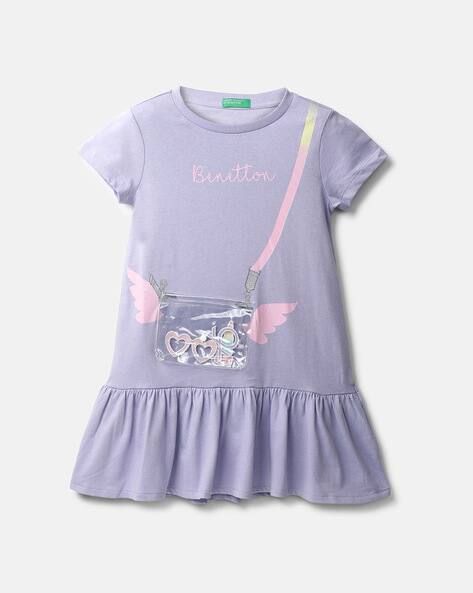 Graphic Print Round-Neck A-Line Dress