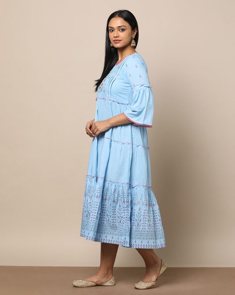 Anthropologie women’s embroidered dress in newest blue