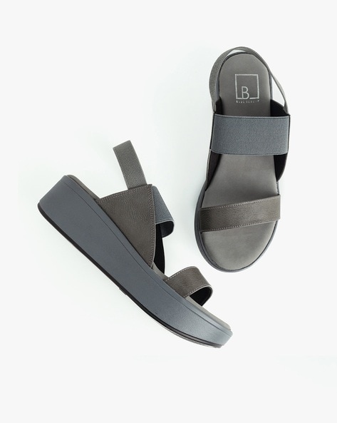 Black Nadine Patent Triple-Strap Platform Sandals - CHARLES & KEITH IN