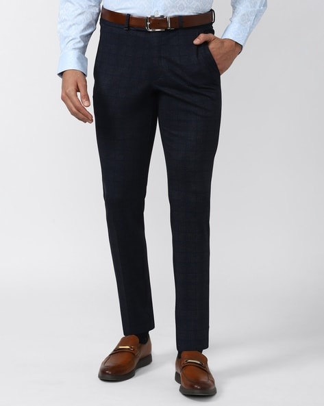 Buy Women Grey Textured Business Casual Slim Fit Trousers Online - 42512 | Van  Heusen