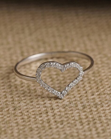 925 Sterling Silver Ring Heart + Infinity Design Paved - Temu