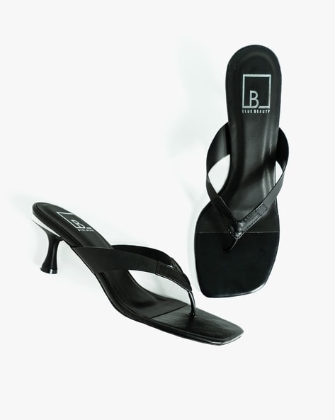 Black thong kitten heel sandals new arrivals