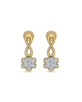 dishis Yellow Gold Diamond-Studded Drop Earrings-picture-47