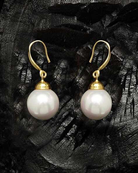 Pearl Drop Earrings with Crystal Leaf Posts | David's Bridal