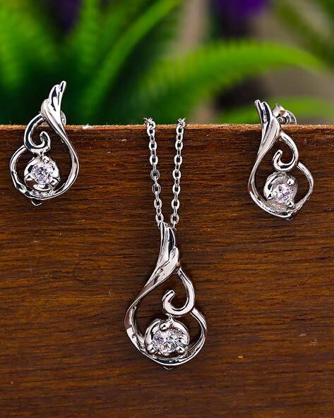 925 Sterling Silver Pendant Necklace Earrings Set - 925 Sterling Silver  Jewelry - Aliexpress