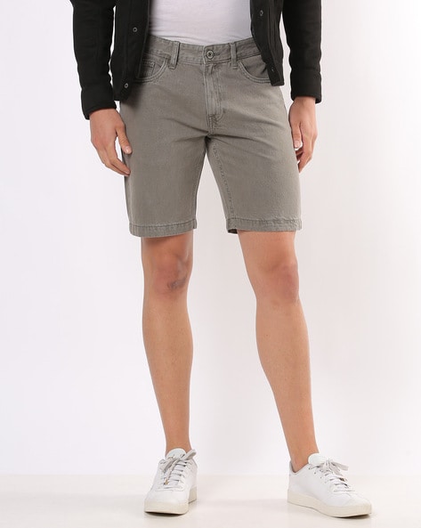 Flat-Front Denim Shorts