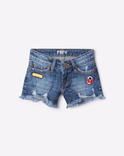 Embroidered Denim Hot Pants