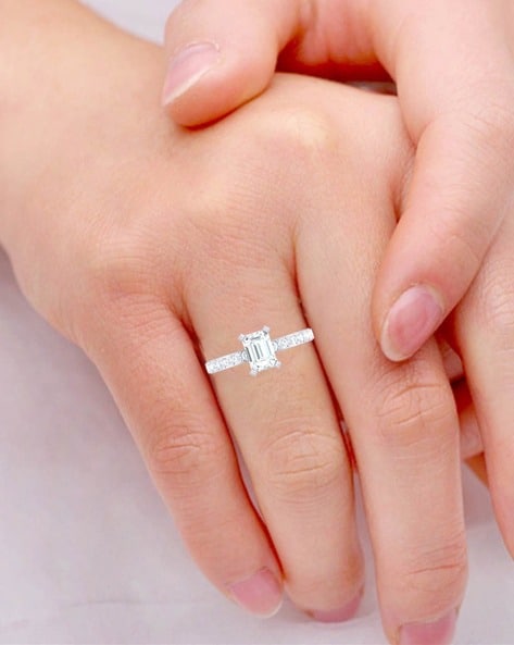 Sterling silver emerald cut cz diamond wrap ring – Gemma Azzurro