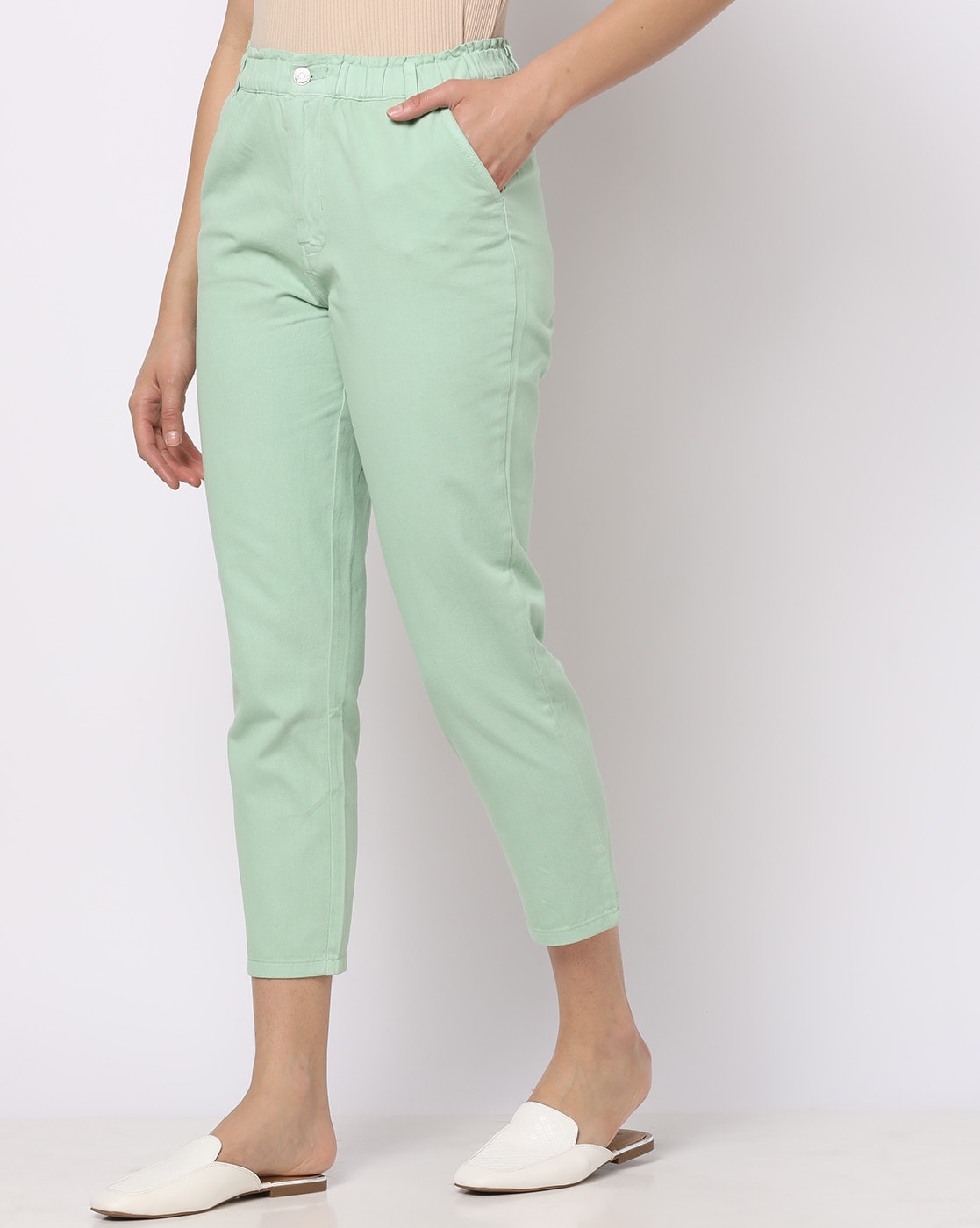 Buy Online Mint Green Cotton Flax Pants for Women  Girls at Best Prices in  Biba IndiaSHEESHM15983