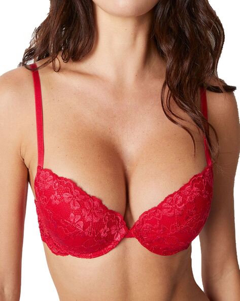 Buy Yamamay Lace Push-Up Bra, Red Color Women