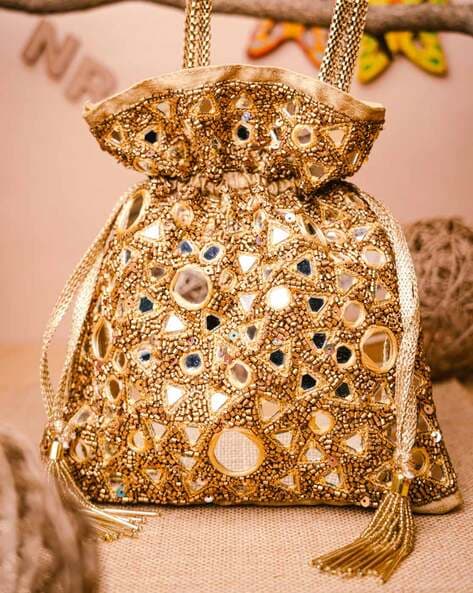 Handmade Crochet Gold Potli Bag, Batwa for Women Potli Bags for Wedding  Stylish | eBay