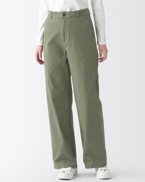 Tie-belt lyocell trousers - Khaki green - Ladies | H&M IN