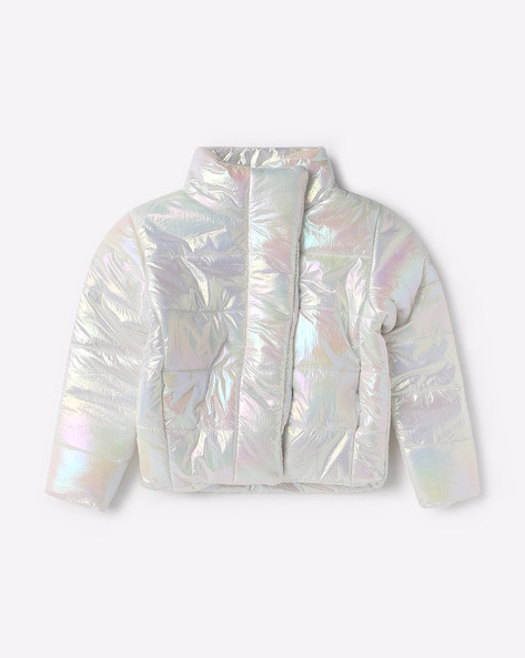 White shiny clearance puffer jacket