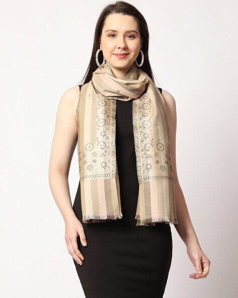 Embellished Stole with Fringed Hems Price in India