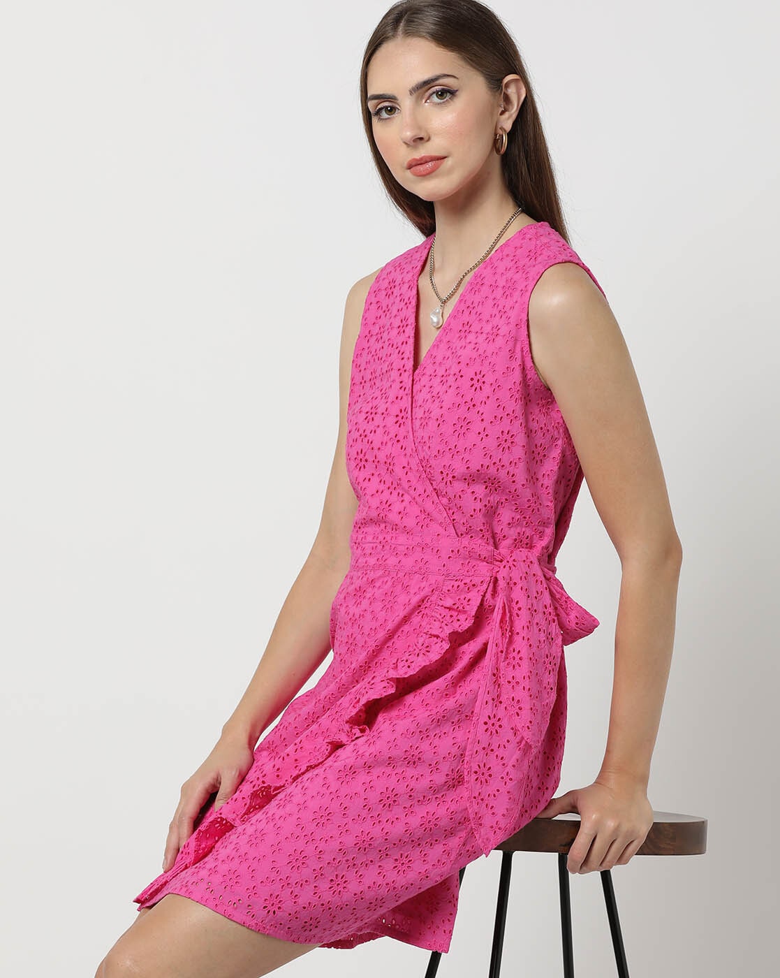 Fuschia pink hotsell wrap dress